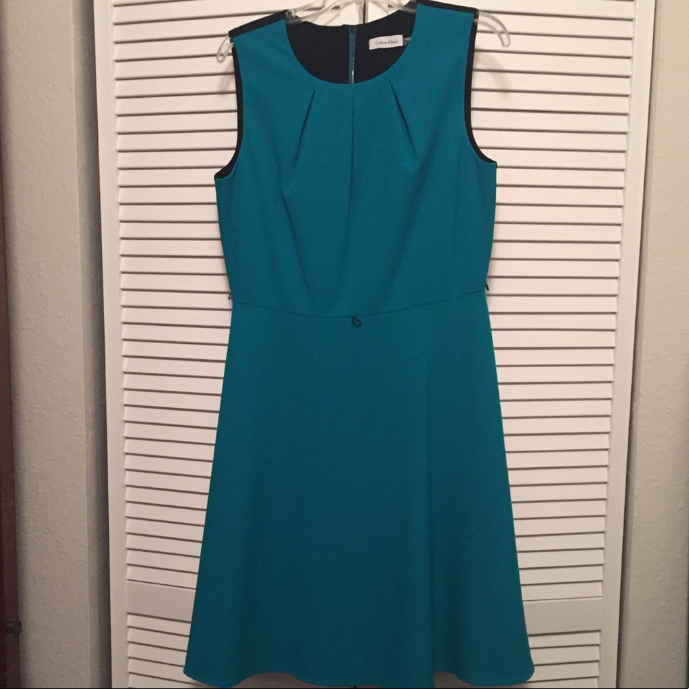 Calvin Klein A line Dress size 12 Teal & Black